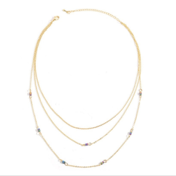 Layered gold plated necklace - Picture 2 of 7